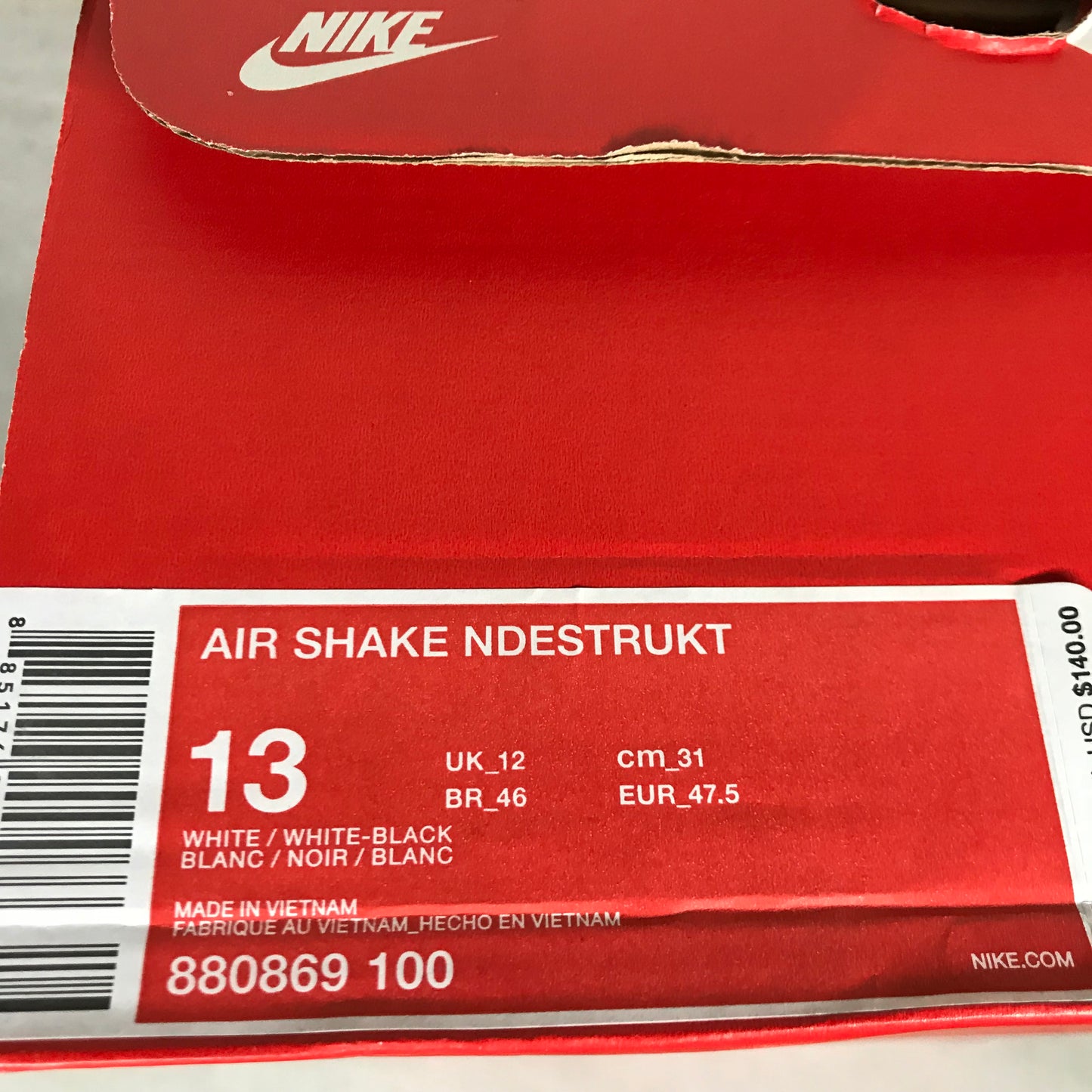DS Nike Air Shake Ndestrukt Chicago Bulls Taille 8.5/Taille 9/Taille 10/Taille 12/Taille 13