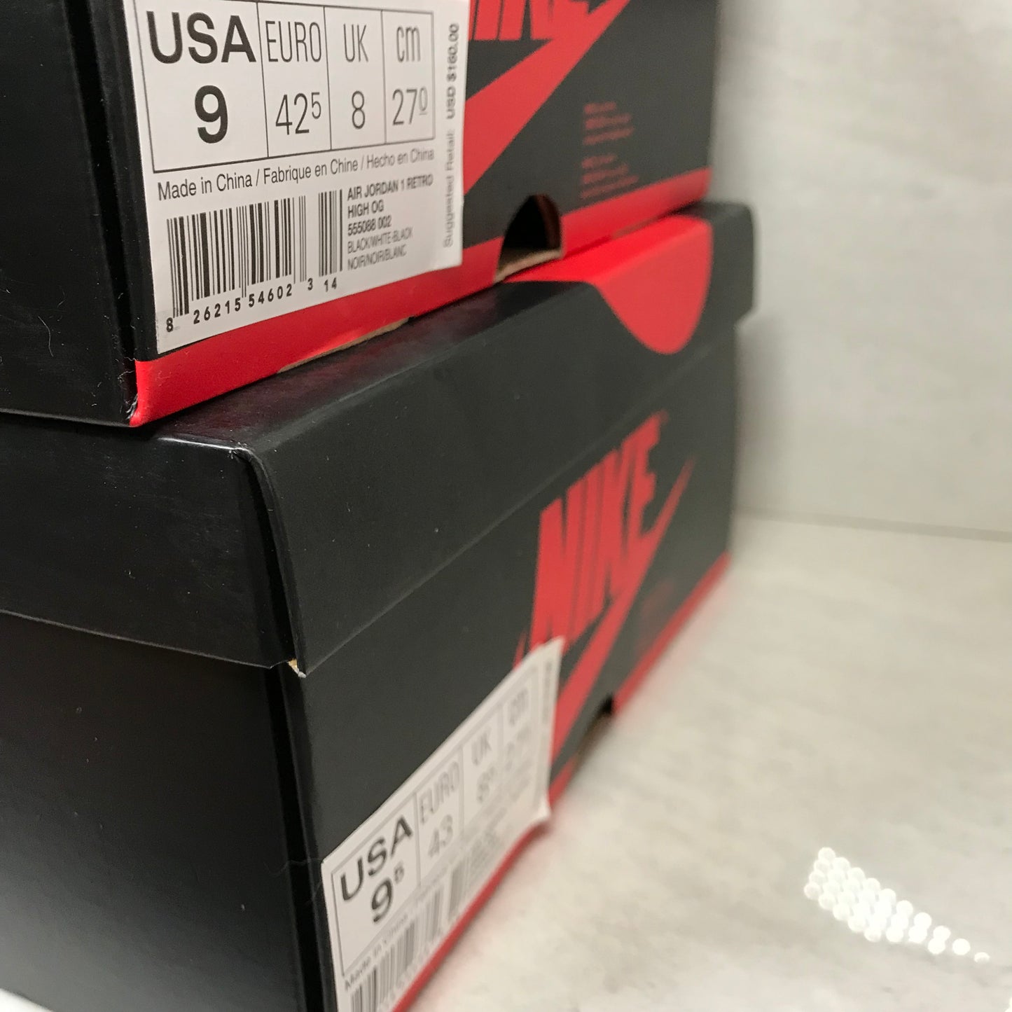 DS Air Jordan 1 I High OG Negro/Blanco Perforado Talla 7/Talla 9/9.5/Talla 10/10.5/Talla 11/Talla 16