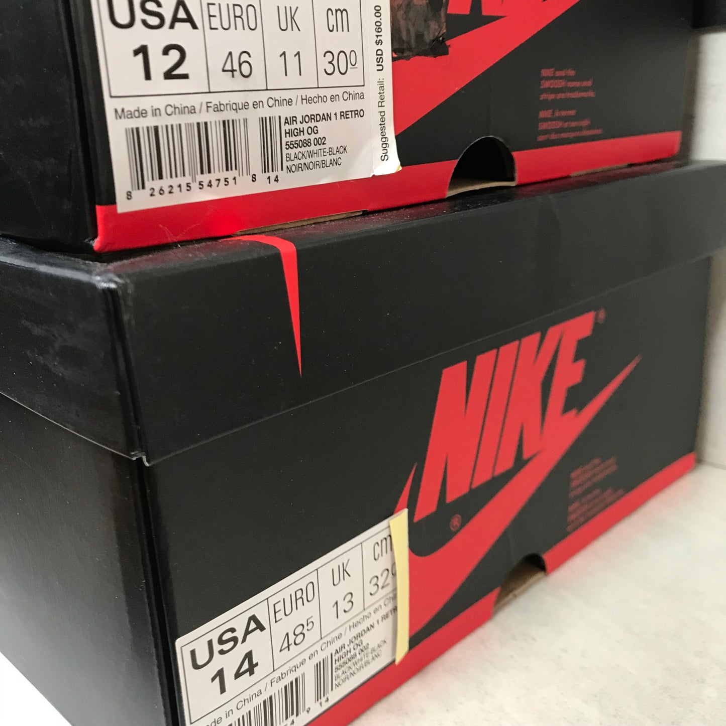 DS Air Jordan 1 I High OG Negro/Blanco Perforado Talla 7/Talla 9/9.5/Talla 10/10.5/Talla 11/Talla 16