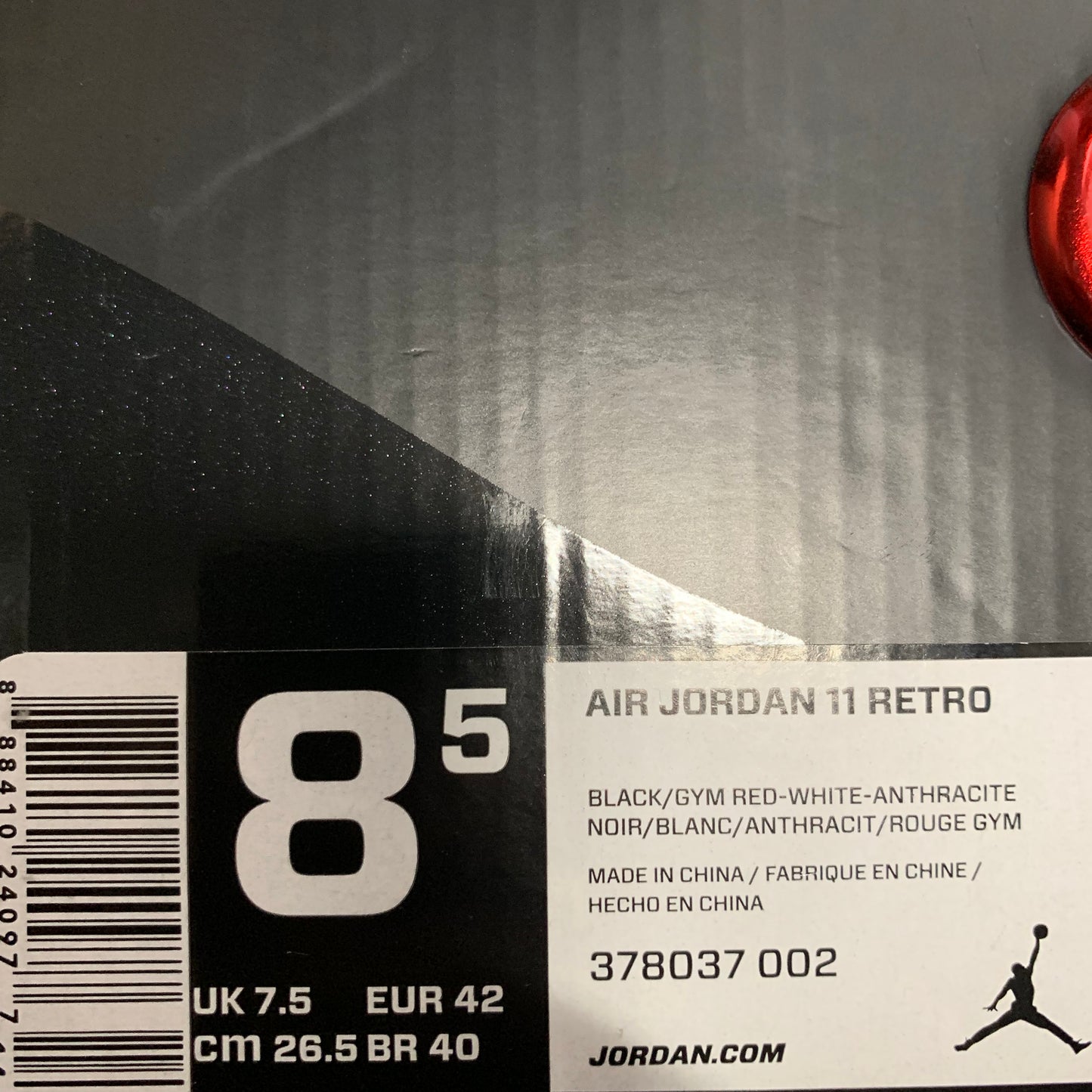 Nike Air Jordan 11 XI Retro 72-10 Taille 8.5 Noir 378037 002
