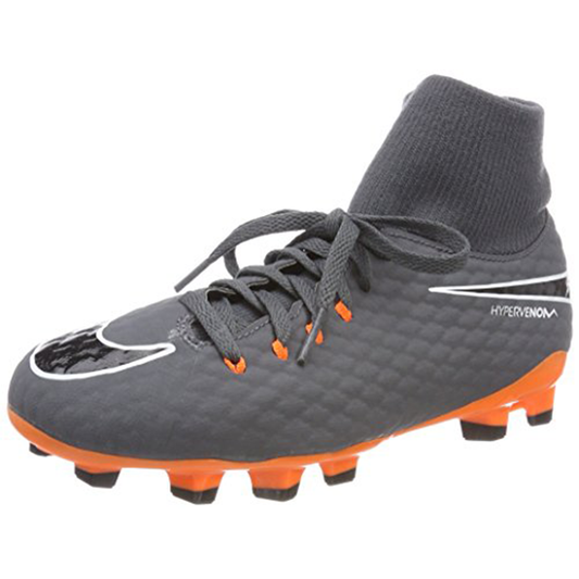 Nike Men's Phantom 3 Academy DF FG Soccer Cleat (11 D(M) US, Dark Grey/Total Orange/White) - Nike