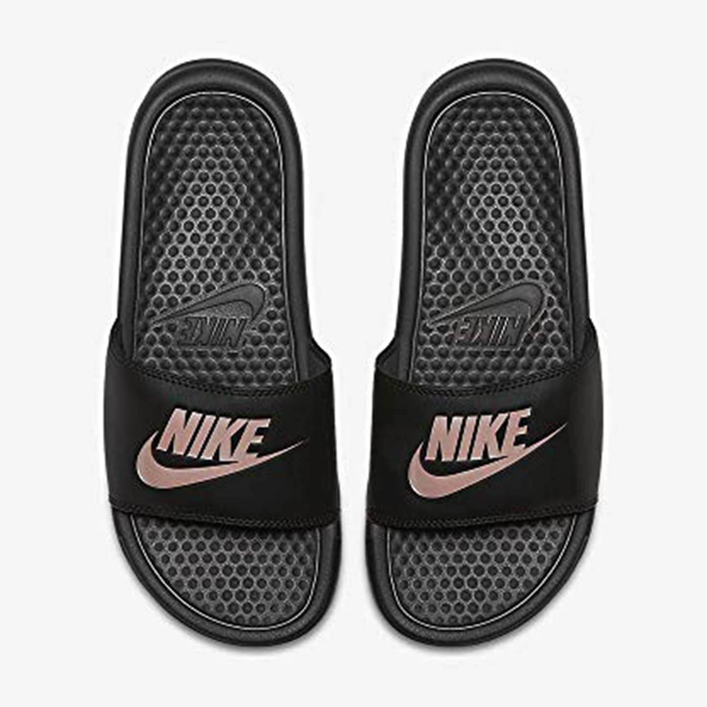 Nike Women's Benassi Just Do It Sandal, Black/Rose Gold, 11 Regular US - Nike