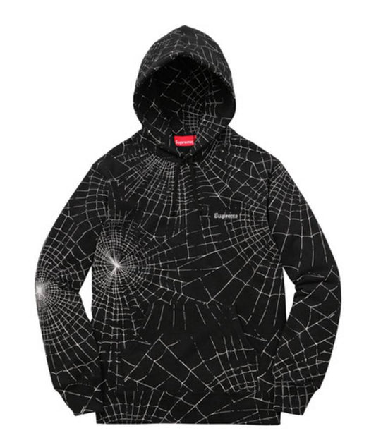 Supreme Spiderweb Hooded Sweathsirt Noir Taille M FW16