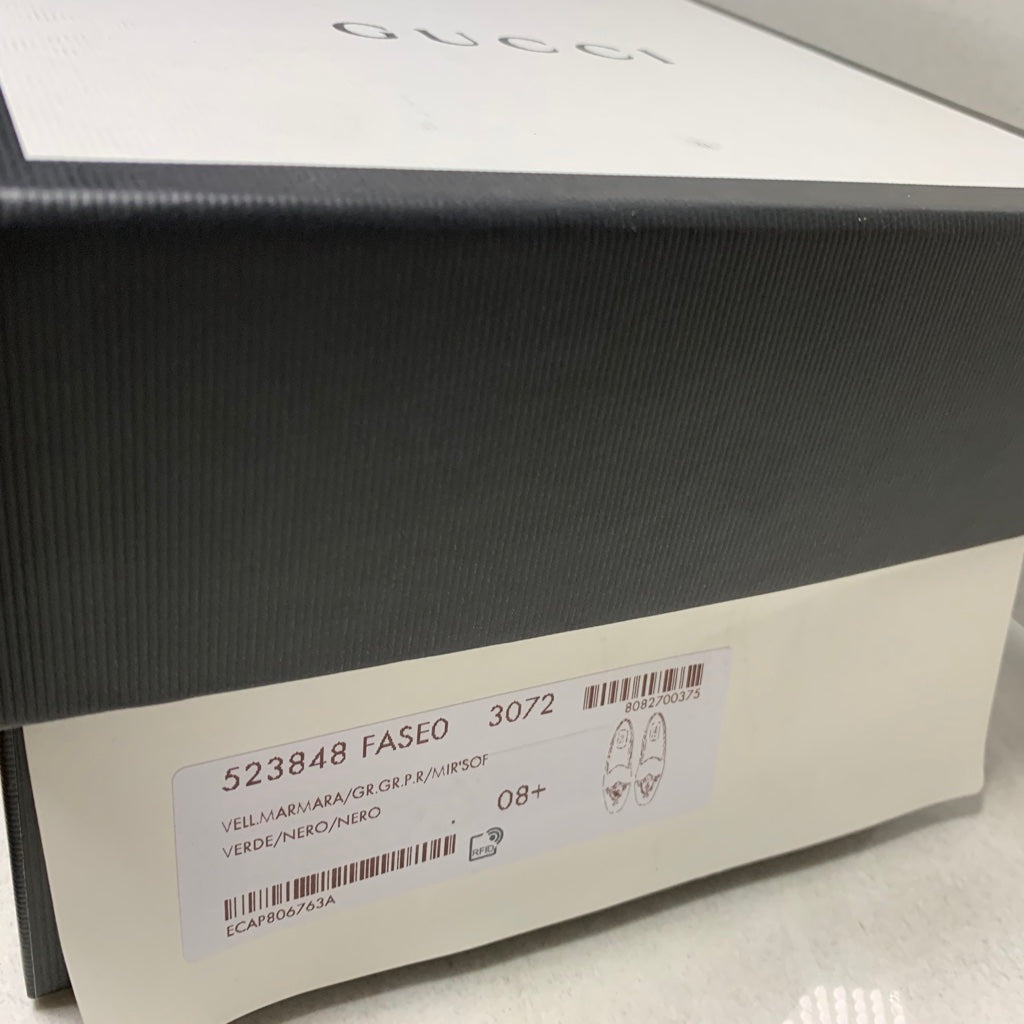 Mocasines de Terciopelo Bordado Verde Gucci - Talla de Hombre 8.5
