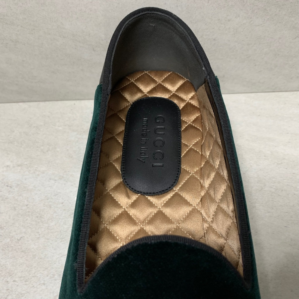 Mocasines de Terciopelo Bordado Verde Gucci - Talla de Hombre 8.5