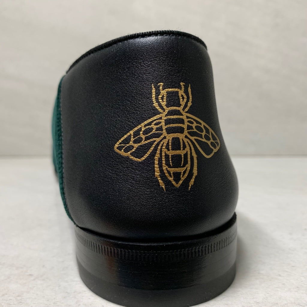Mocasines de Terciopelo Bordado Verde Gucci - Talla de Hombre 8.5