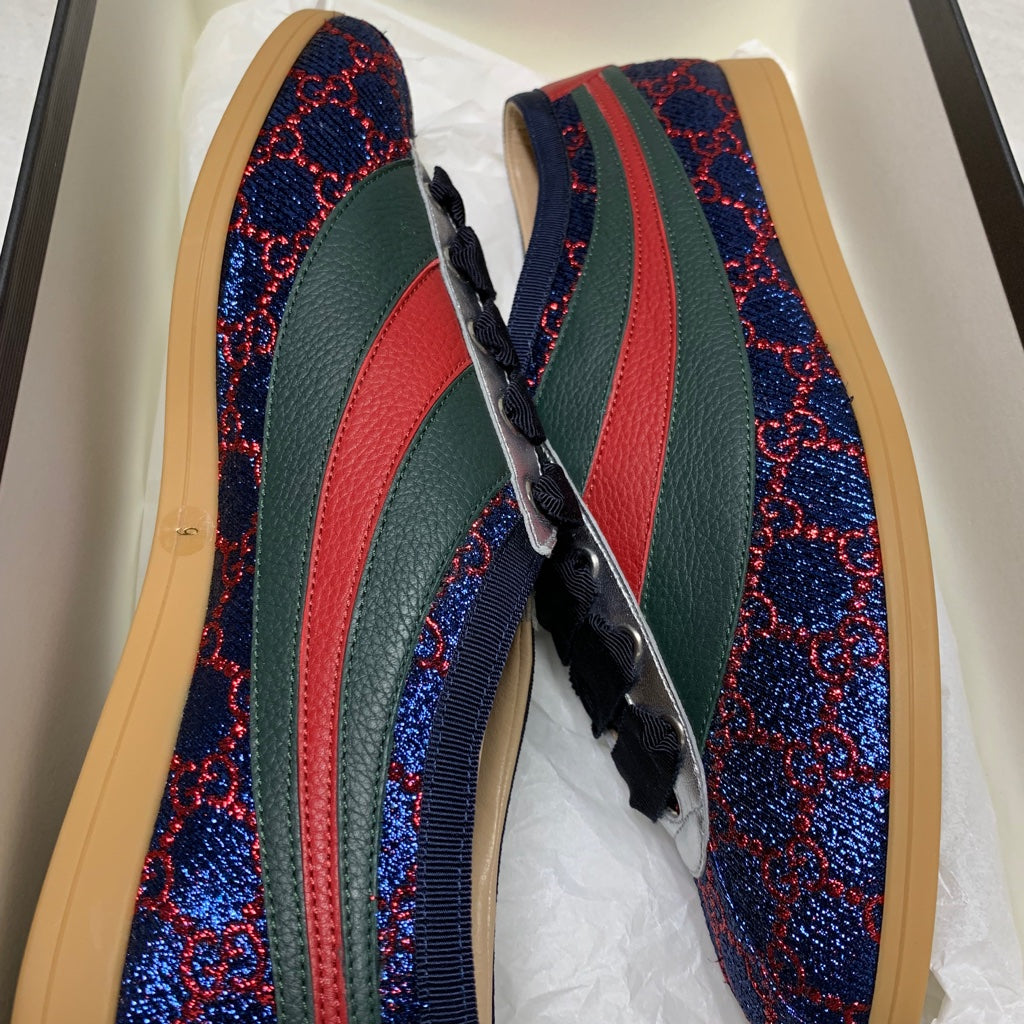 Gucci Falacer Lurex GG Low Top Sneakers - Men's Size 9 - Blue