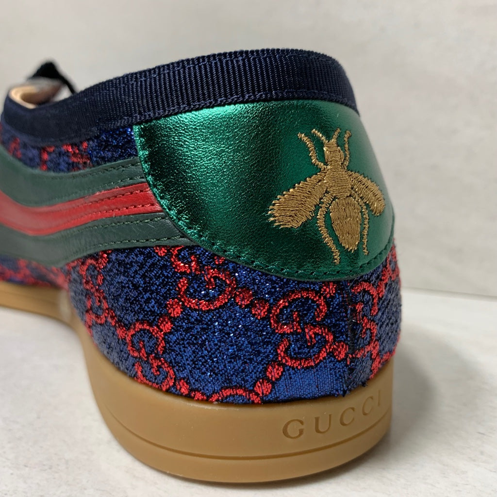 Gucci Falacer Lurex GG Low Top Sneakers - Men's Size 9 - Blue