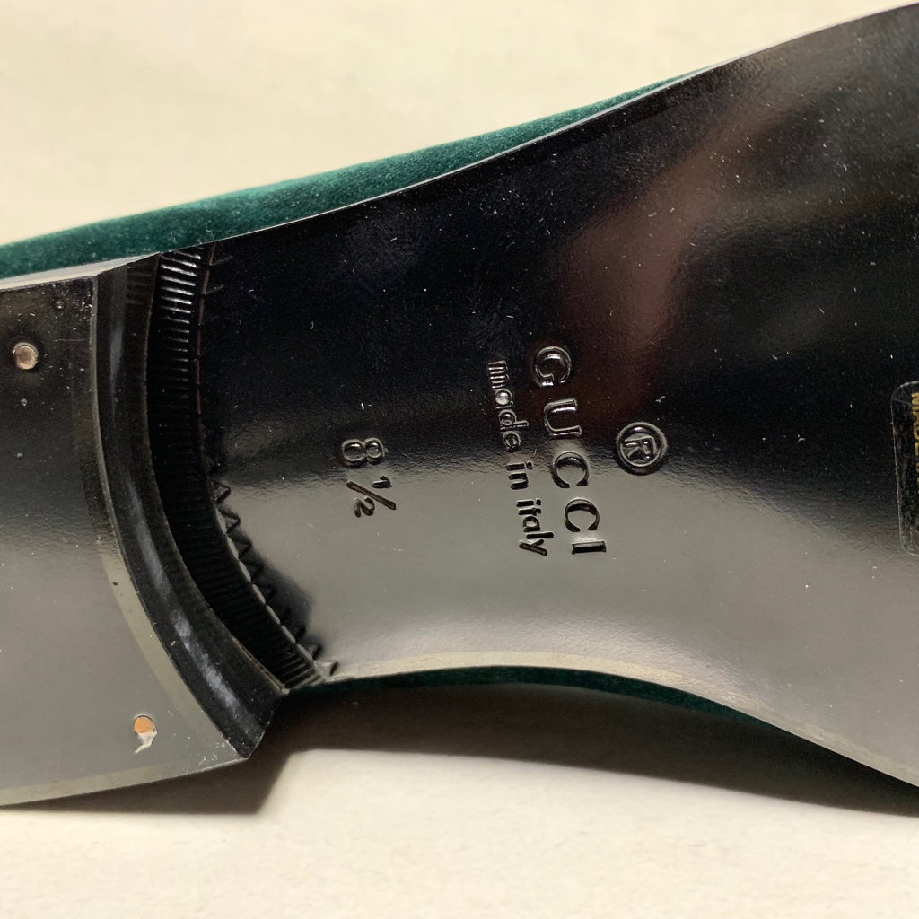 Mocasines de Terciopelo Bordado Verde Gucci - Talla de Hombre 8.5