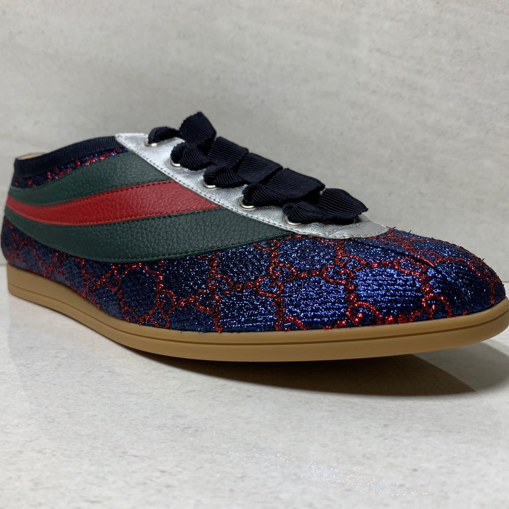 Gucci Falacer Lurex GG Low Top Sneakers - Men's Size 9 - Blue