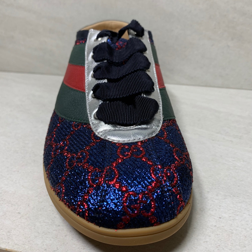 Gucci Falacer Lurex GG Low Top Sneakers - Men's Size 9 - Blue