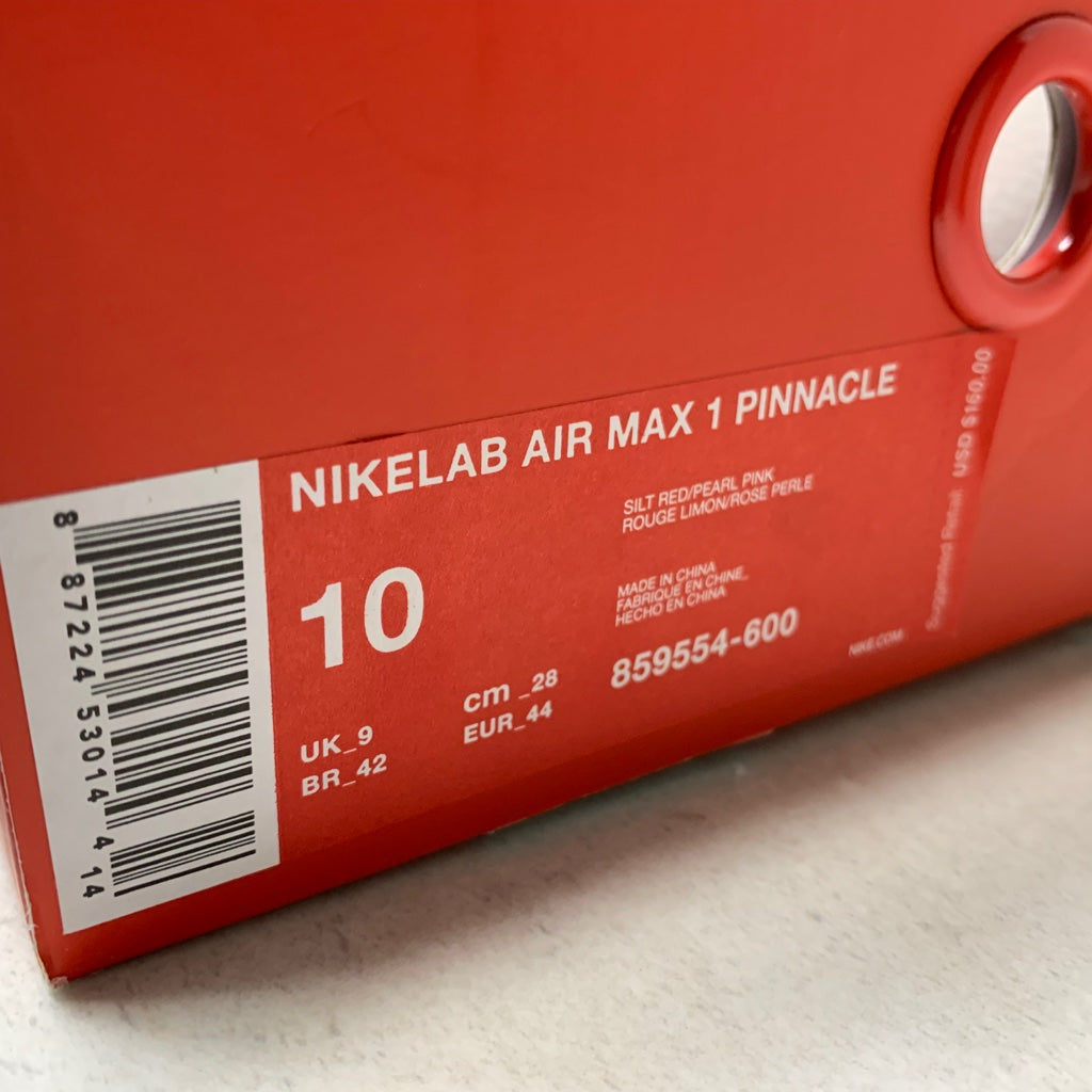 NikeLab Air Max 1 Pinnacle - 859554 600 - Hombres Talla 10 Rojo limo/Rosa perla
