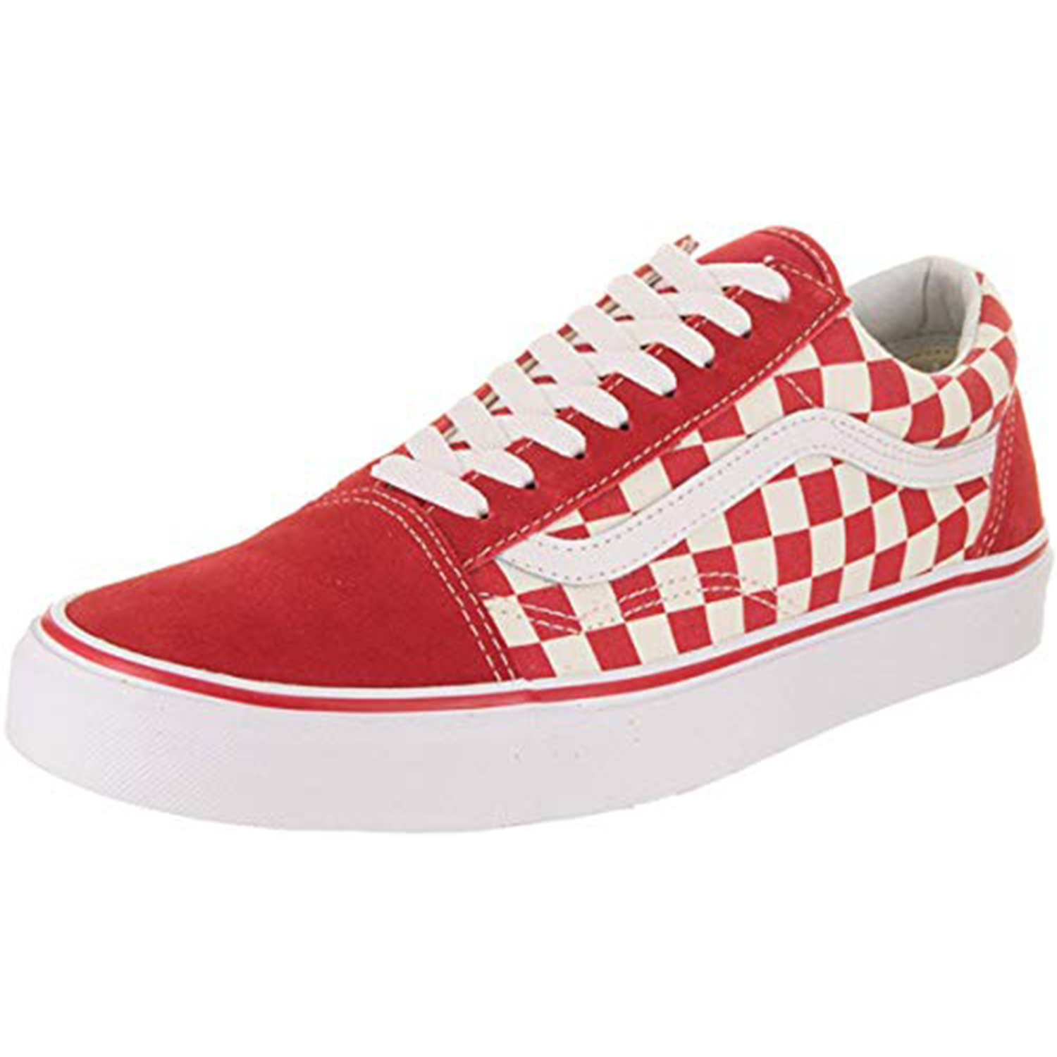 Vans Unisex Old Skool Primary Check Racing Red/White Skate - Vans
