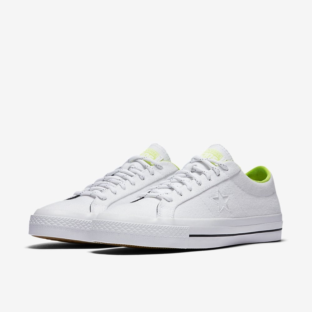 Converse One Star Shield Canvas White/Volt 153704C Men's Size 9/Size 11.5 - Converse