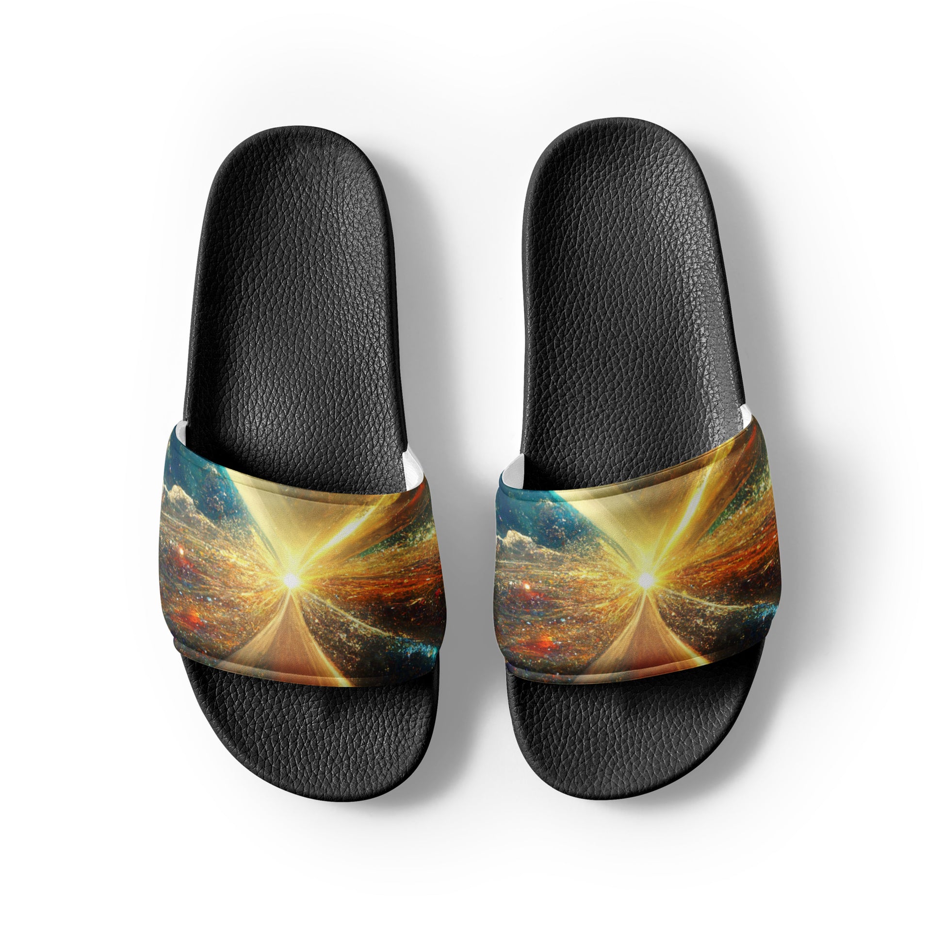 Men's Slides: Cushioned Faux Leather Straps, Lightweight PU Outsole, and Textured Footbed - Adidas