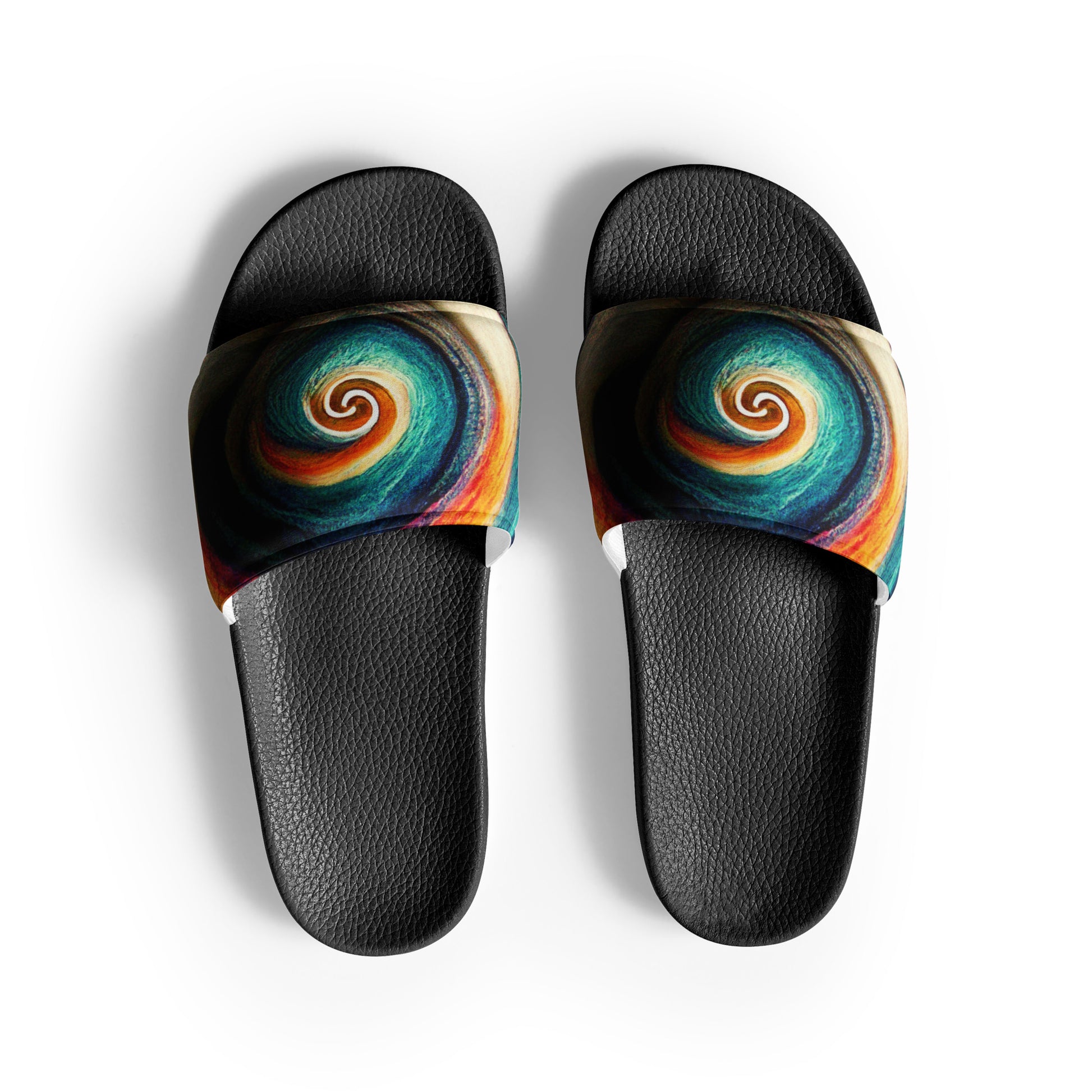 Men's Slides: Cushioned Faux Leather Straps, Lightweight PU Outsole, and Textured Footbed - Adidas