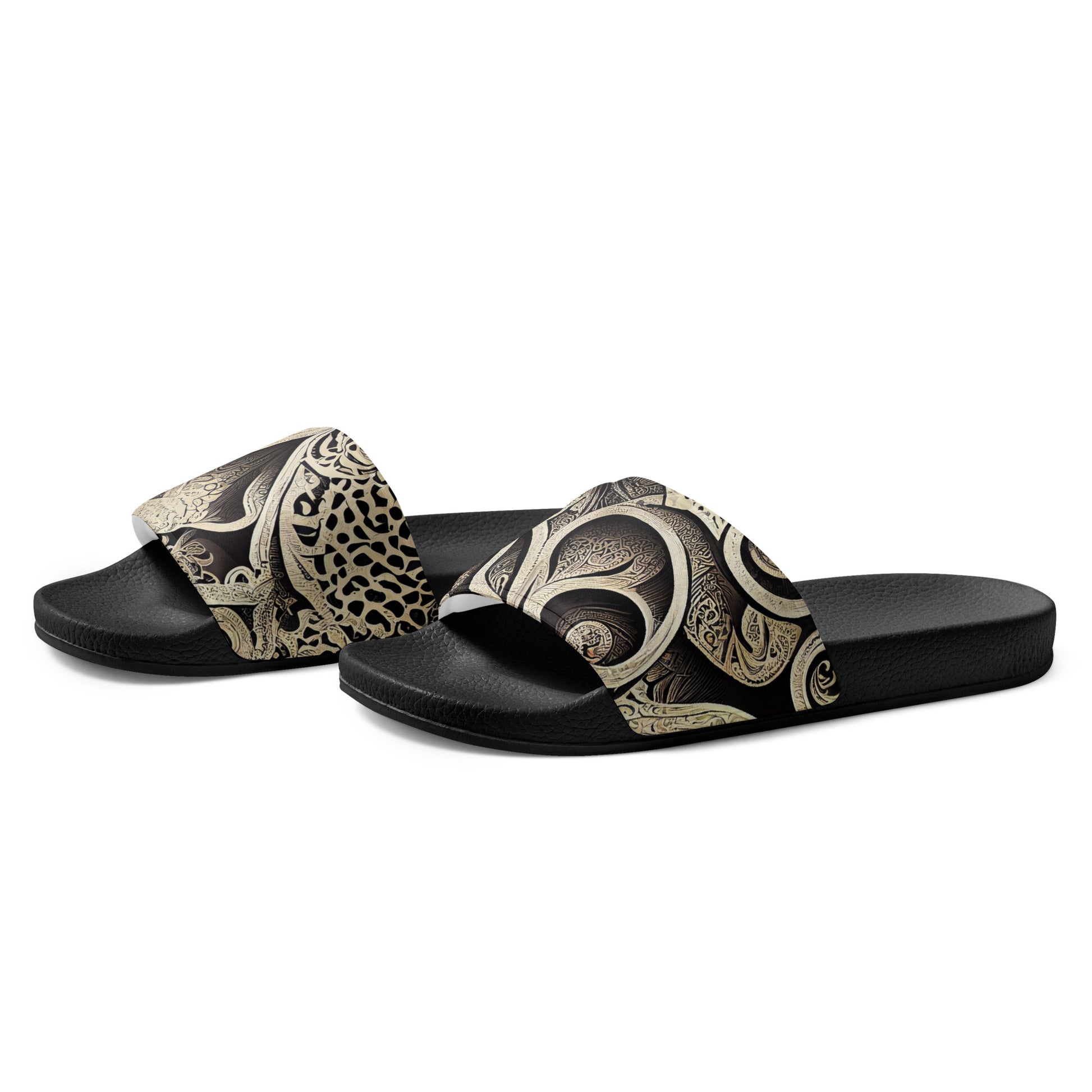 Men's Slides: Cushioned Faux Leather Straps, Lightweight PU Outsole, and Textured Footbed - Adidas