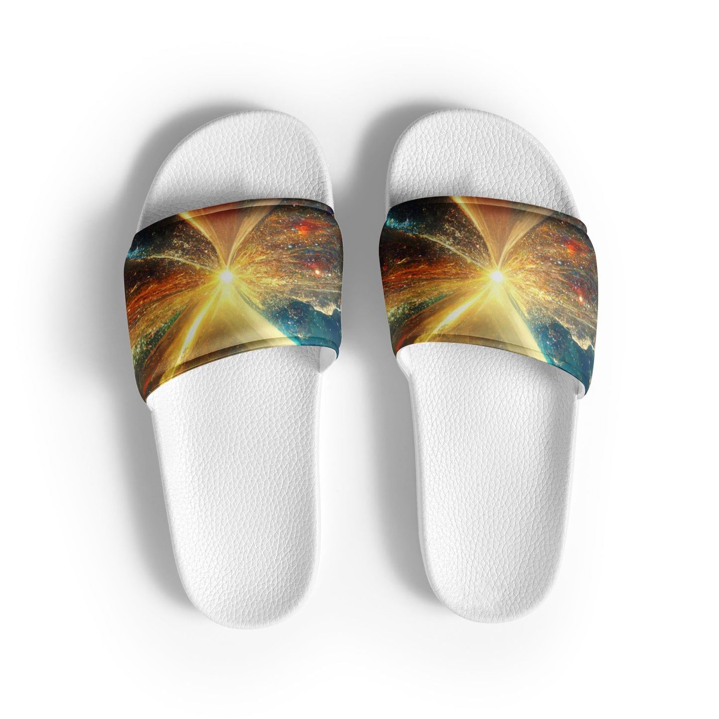 Men's Slides: Cushioned Faux Leather Straps, Lightweight PU Outsole, and Textured Footbed