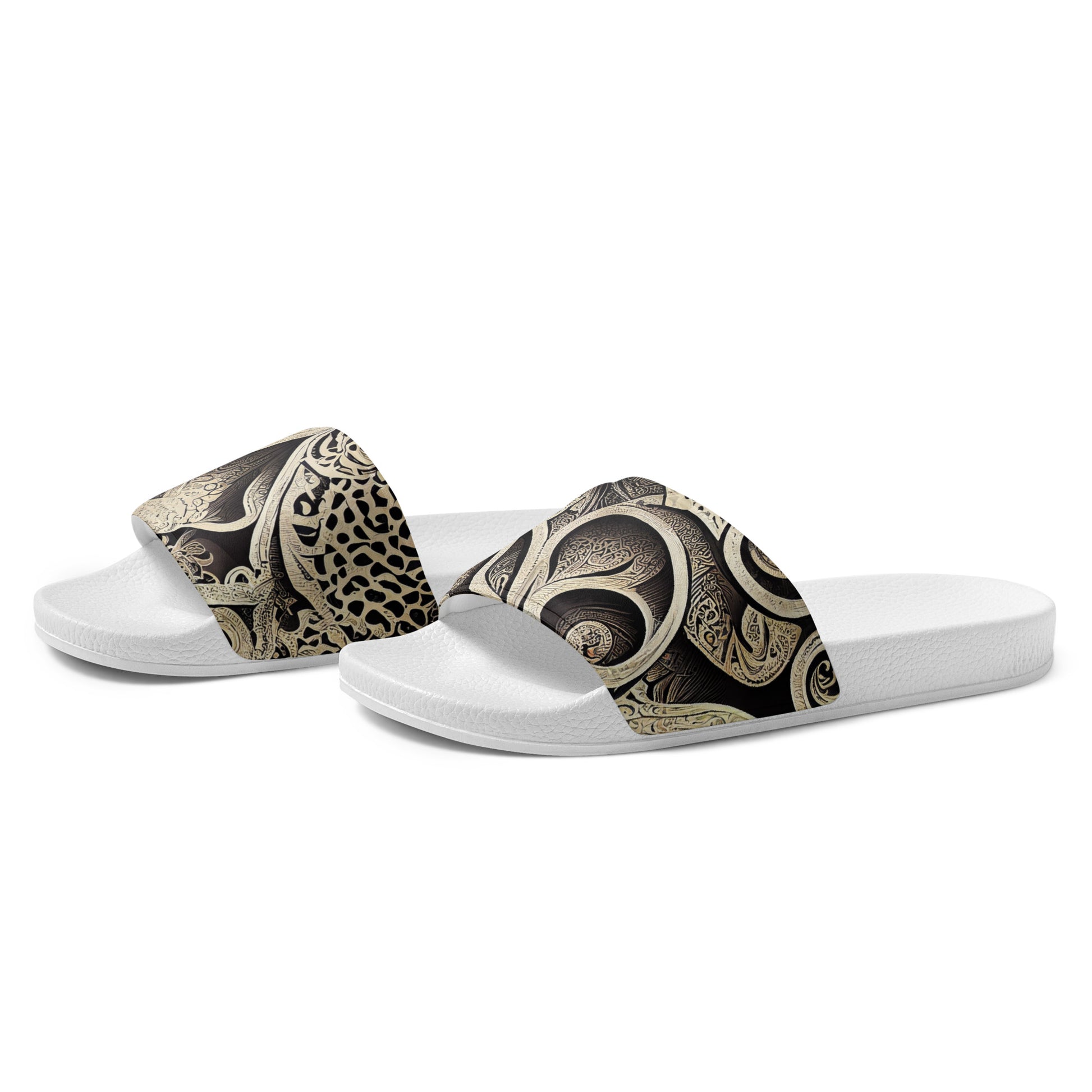 Men's Slides: Cushioned Faux Leather Straps, Lightweight PU Outsole, and Textured Footbed - Adidas