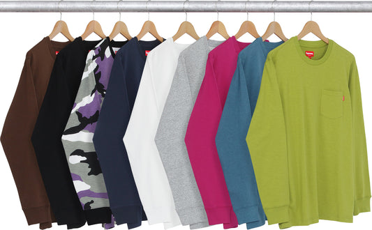 Supreme L/S Pocket Tee White Long Sleeve Size L FW16 - DOPEFOOT