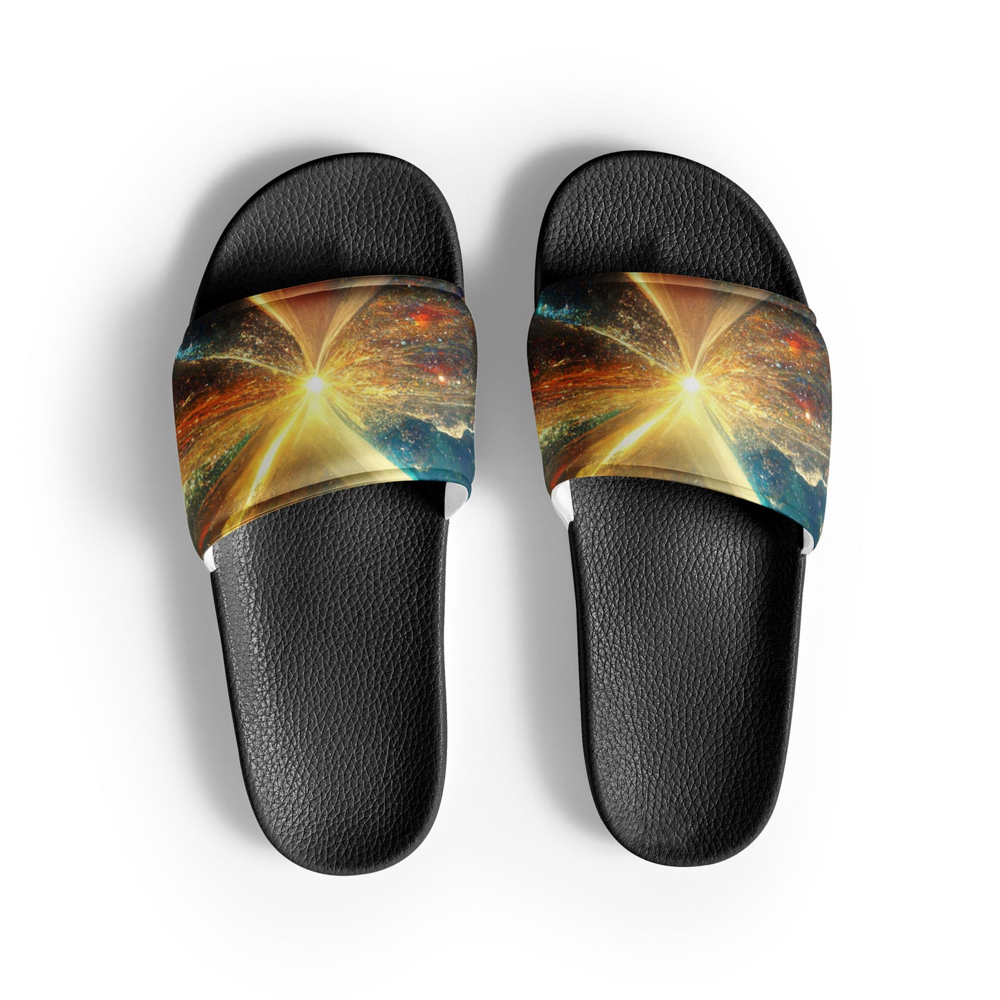 Women's Slides: Cushioned Faux Leather Straps, Lightweight PU Outsole, and Textured Footbed